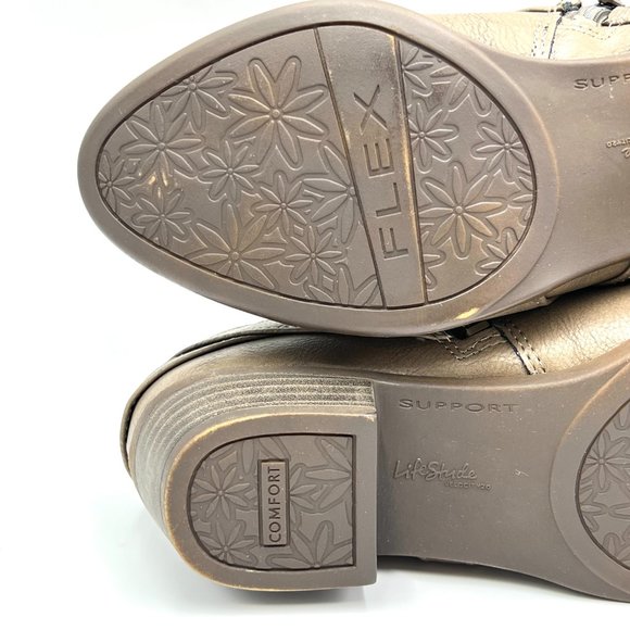 Lifestride Womens Size 7.5 Brown Faux Vegan Leather‎ Ankle Boots Booties Shoes - Picture 10 of 13